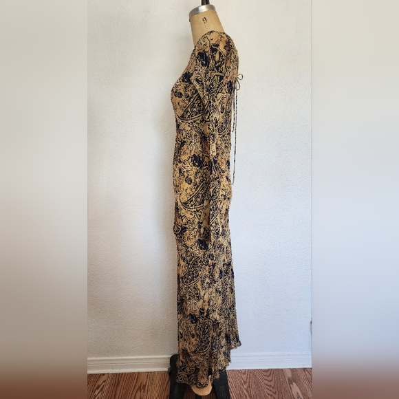 Zara Tan Navy Sheer Fitted Maxi Dress - Picture 11 of 14